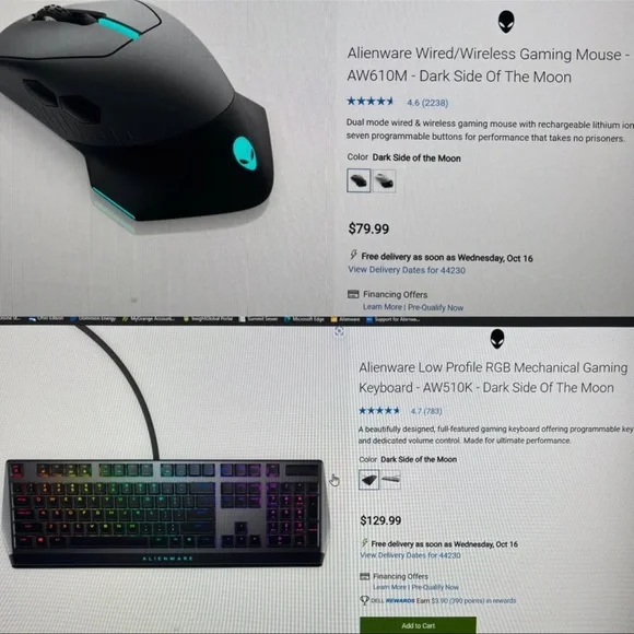 Alienware RGB mechanical Gaming Keyboard and Mouse - Picture 5 of 5
